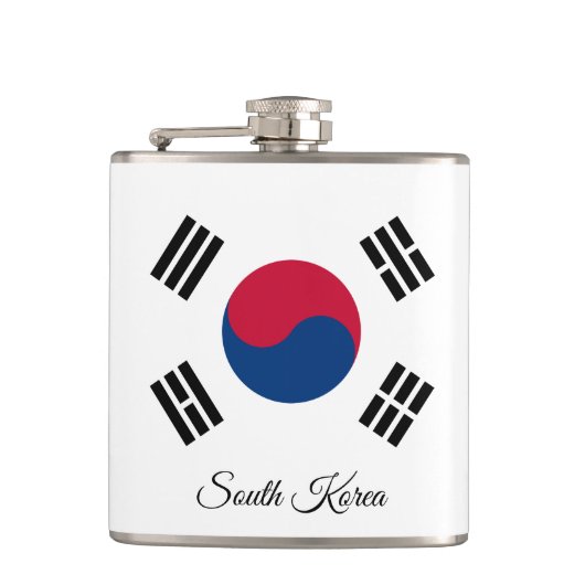韓国国旗と旅行韓国/スポーツファン フラスク (正面)