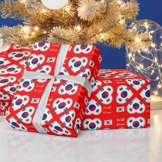 韓国国旗と韓国の贈り物/スポーツファンのラップ ラッピングペーパー (クリスマス)