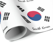 韓国国旗と韓国の贈り物/スポーツファン ラッピングペーパー (ロールコーナー)