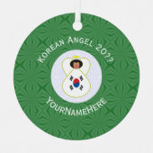 韓国国旗のエンジェル年と名前の輪 メタルオーナメント (正面)