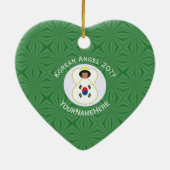 韓国国旗のエンジェル年と名前ハート セラミックオーナメント (裏面)