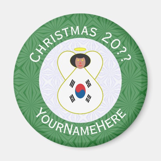 韓国国旗のクリスマスエンジェル オーダーメイド マグネット (正面)