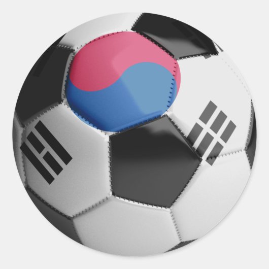 韓国国旗のサッカーボール ラウンドシール (正面)