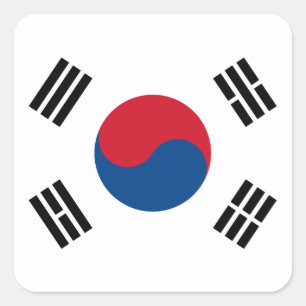 韓国国旗のシール スクエアシール