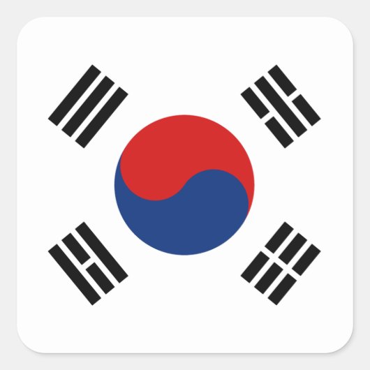 韓国国旗のシール スクエアシール (正面)