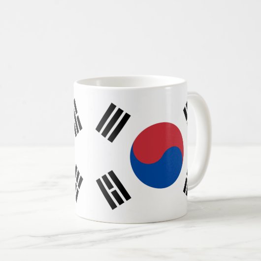韓国国旗のセラミック製マグカップ コーヒーマグカップ (正面右)