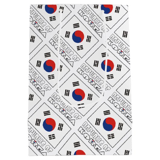 韓国国旗のタイル張り個人用設定 ミディアムペーパーバッグ (裏面)