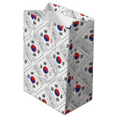 韓国国旗のタイル張り個人用設定 ミディアムペーパーバッグ (裏面アングル)