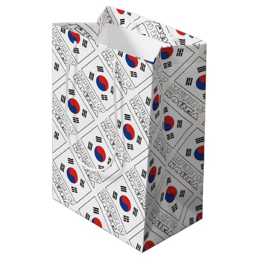 韓国国旗のタイル張り個人用設定 ミディアムペーパーバッグ (裏面アングル)