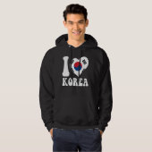 韓国国旗のハートグラフィックTee Iが韓国を愛し誇りを持ったている パーカ (正面フル)