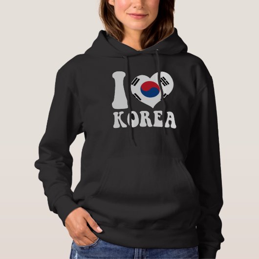韓国国旗のハートグラフィックTee Iが韓国を愛し誇りを持ったている パーカ (正面)