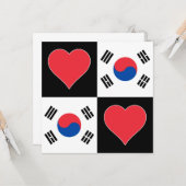 韓国国旗のハート愛国的韓国歓迎 カード (正面/裏面インサイチュ)