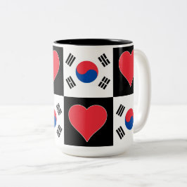 韓国国旗のハート模様愛国韓国 ツートーンマグカップ