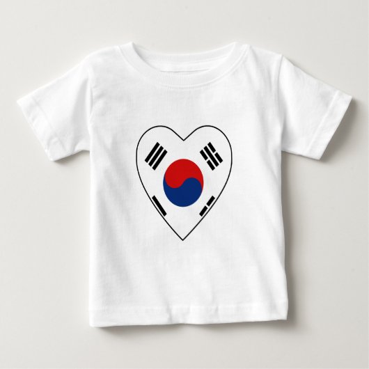韓国国旗のハートTシャツ ベビーTシャツ (正面)