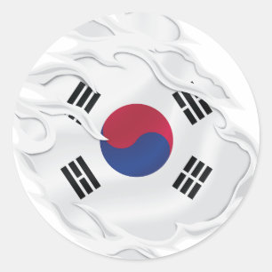 韓国国旗の丸いクラシックステッカー ラウンドシール