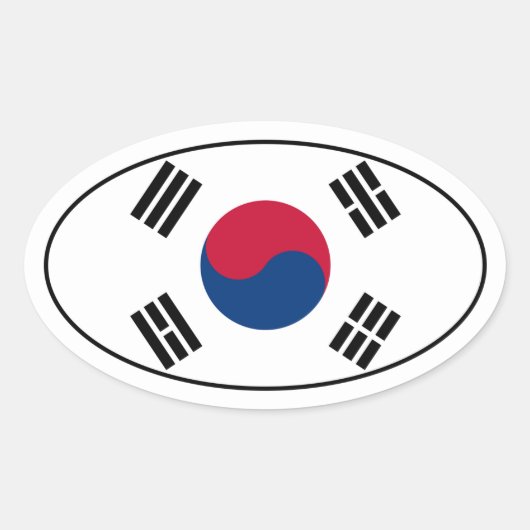 韓国国旗の楕円ステッカー 楕円形シール (正面)