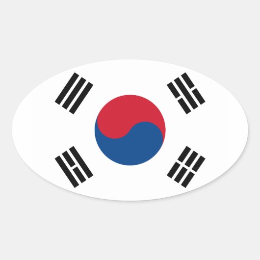 韓国国旗の楕円ステッカー 楕円形シール (正面)