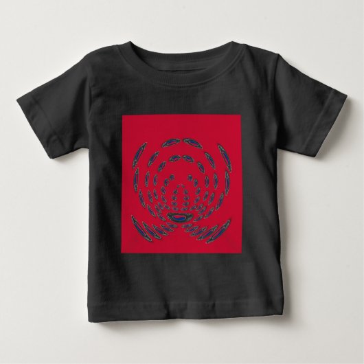 韓国国旗の水玉模様:フローラのツイスト ベビーTシャツ (正面)