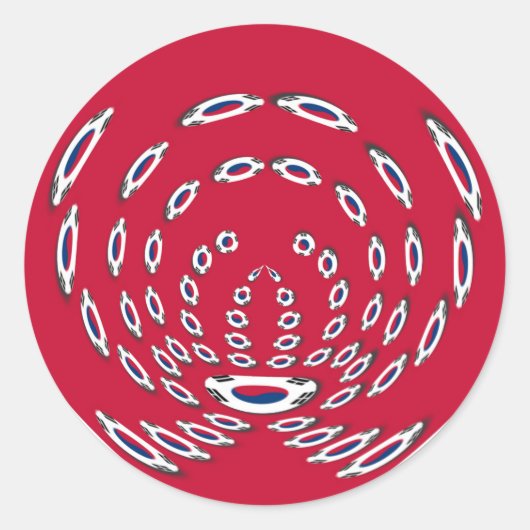 韓国国旗の水玉模様:フローラのツイスト ラウンドシール (正面)