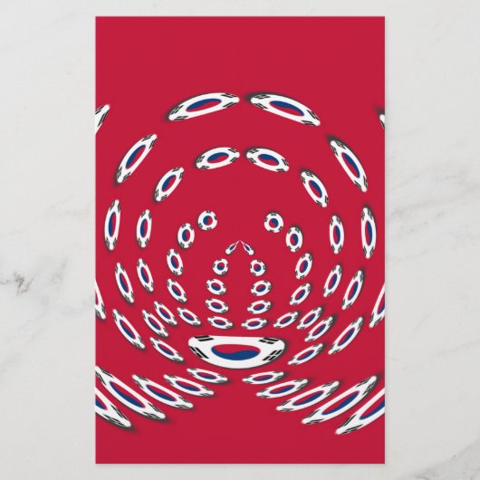 韓国国旗の水玉模様:フローラのツイスト 便箋 (正面)