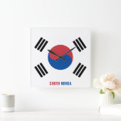 韓国国旗の輝く愛国心 スクエア壁時計 (ホーム)