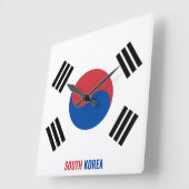 韓国国旗の輝く愛国心 スクエア壁時計 (傾斜)