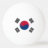 韓国国旗を掲げたピンポン特別球 卓球ボール (正面)
