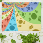 韓国国旗インスパイア抽象芸術プリント キッチンタオル (折り畳み)