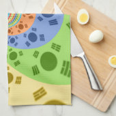 韓国国旗インスパイア抽象芸術プリント キッチンタオル (四つ折り)