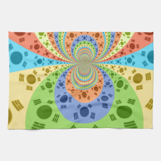 韓国国旗インスパイア抽象芸術プリント キッチンタオル (横)