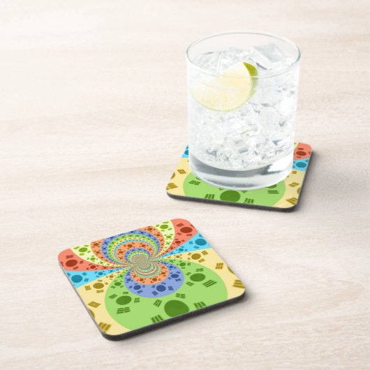 韓国国旗インスパイア抽象芸術プリント コースター (右側)