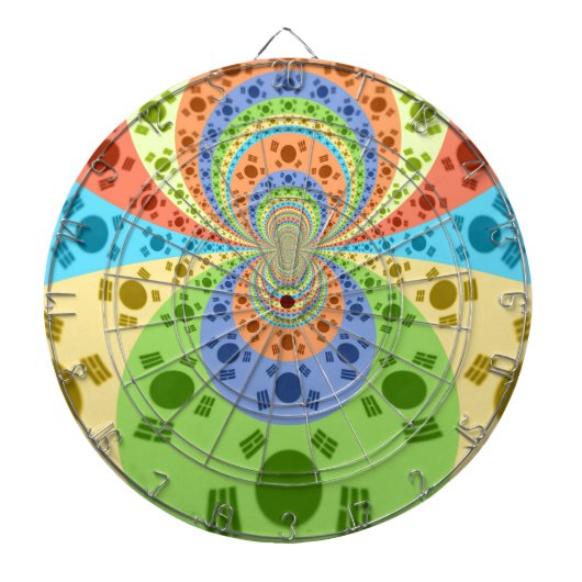 韓国国旗インスパイア抽象芸術プリント ダーツボード (正面)