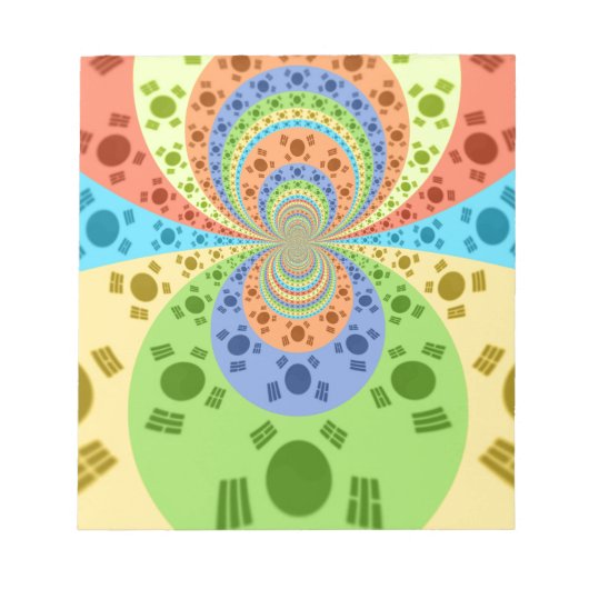 韓国国旗インスパイア抽象芸術プリント ノートパッド (正面)