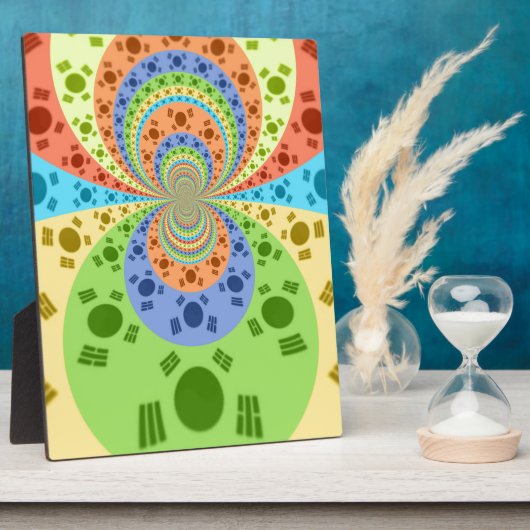 韓国国旗インスパイア抽象芸術プリント フォトプラーク (側面)