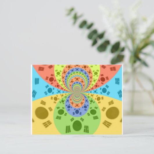 韓国国旗インスパイア抽象芸術プリント ポストカード (スタンド正面)