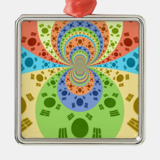 韓国国旗インスパイア抽象芸術プリント メタルオーナメント (正面)