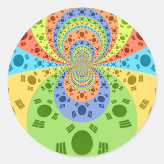 韓国国旗インスパイア抽象芸術プリント ラウンドシール (正面)