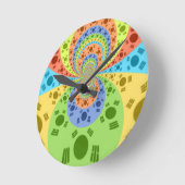 韓国国旗インスパイア抽象芸術プリント ラウンド壁時計 (傾斜)