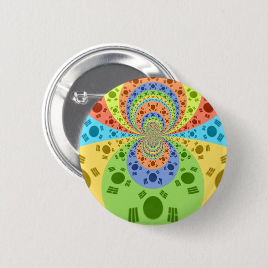 韓国国旗インスパイア抽象芸術プリント 缶バッジ (正面&裏面)