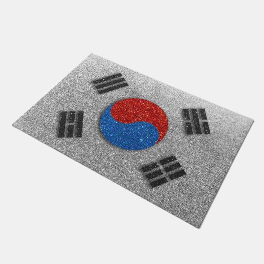 韓国国旗グリッターソウルコリアウェルカムホーム ドアマット (アングル)