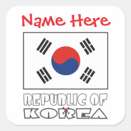 韓国国旗スクエアラベル（名入れ可） スクエアシール