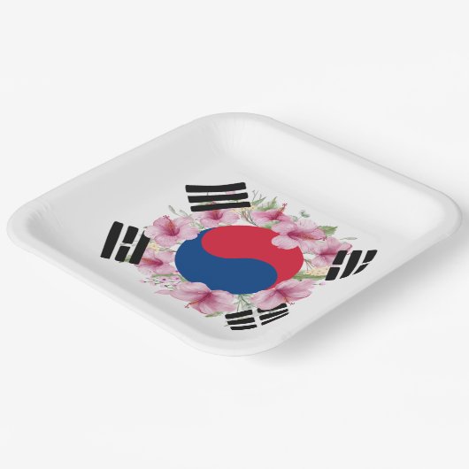 韓国国旗ムングワ紙プレート ペーパープレート (傾斜あり)