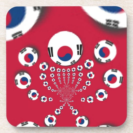 韓国国旗万華鏡のように千変万化するパターン芸術プリント コースター (正面)