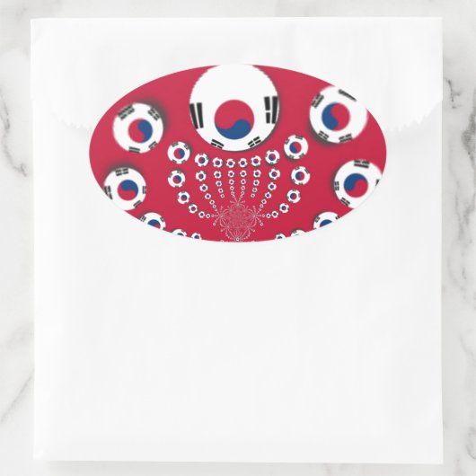 韓国国旗万華鏡のように千変万化するパターン芸術プリント 楕円形シール (バッグ)