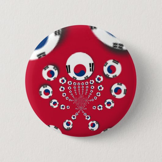 韓国国旗万華鏡のように千変万化するパターン芸術プリント 缶バッジ (正面)