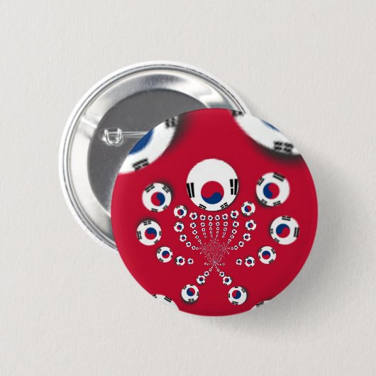 韓国国旗万華鏡のように千変万化するパターン芸術プリント 缶バッジ (正面&裏面)