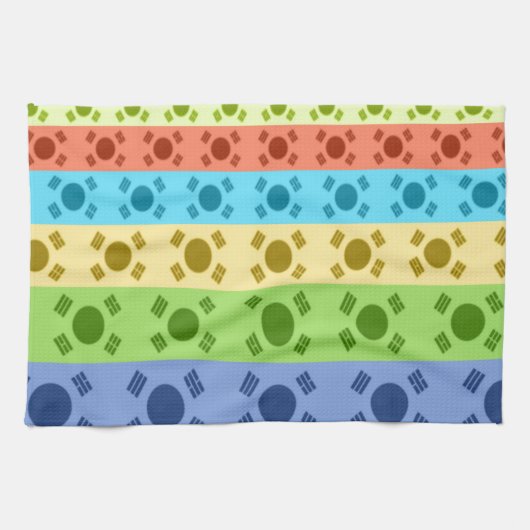 韓国国旗数々ののプリント キッチンタオル (横)