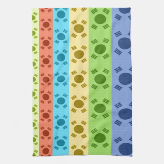 韓国国旗数々ののプリント キッチンタオル (縦)