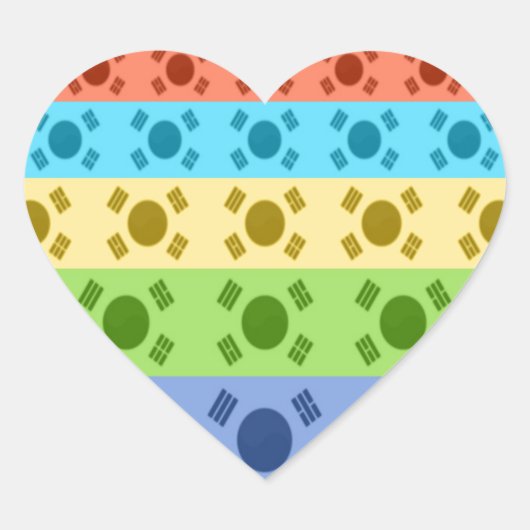 韓国国旗数々ののプリント ハートシール (正面)