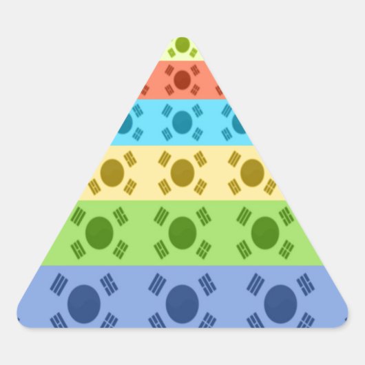 韓国国旗数々ののプリント 三角形シール (正面)